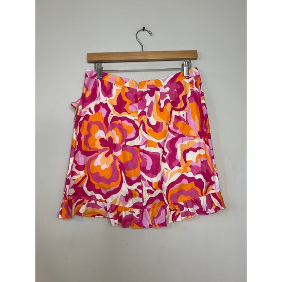 NWT Cami NYC Ruffle Hem Linen Mika Mini Skirt Retro Floral Women's Size: 8 - Picture 5 of 6